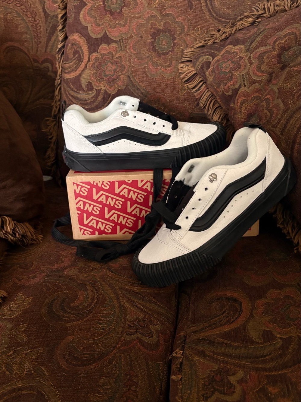 Vans White and Black Old Skool-Inspired Low-Top Sneakers